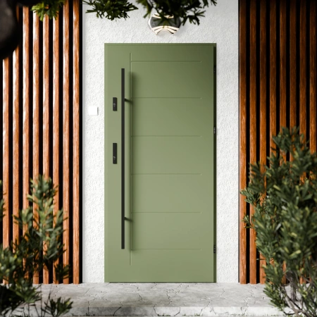 Basic Black CK drzwi zewnętrzne 72 mm z antabą/pochwytem energooszczędne Ud-1.3 bez przeszklenia pełne Program Czyste Powietrze