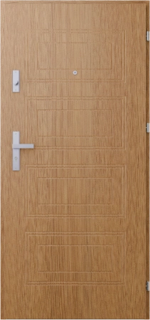 Drzwi wewnątrzklatkowe akustyczne wyciszające 47 dB antywłamaniowe RC3 55 mm stalowe z tłoczeniami z klamką inox srebrną winchester T34