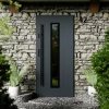 Drzwi zewnętrzne stalowe do domu Presto Black 72mm z antabą/pochwytem energooszczędne Ud=1.3 lustro weneckie szyba mleczna Program Czyste Powietrze