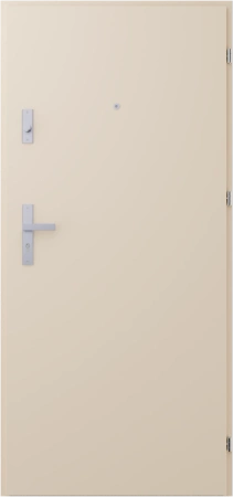 Drzwi wewnątrzklatkowe antywłamaniowe RC3 z Certyfikatem akustyczne wyciszające 47 dB 55 mm stalowe gładkie z klamką inox srebrną beżowe G00