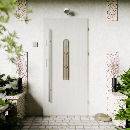 Classico Retro Black CK drzwi zewnętrzne 72 mm z antabą/pochwytem energooszczędne Ud-1.3 przeszklone Program Czyste Powietrze