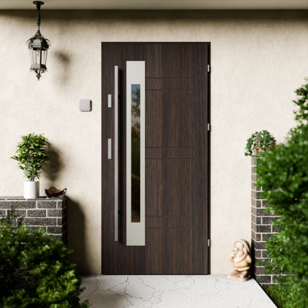 Weno Inox CK drzwi zewnętrzne 72 mm z antabą/pochwytem energooszczędne Ud-1.3 przeszklone lustro weneckie szyba mleczna Program Czyste Powietrze