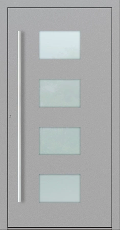 Drzwi zewnętrzne do domu aluminiowe 75 mm na wymiar klamka i antaba inox Superial SL75 energooszczędne z szybą szare M211