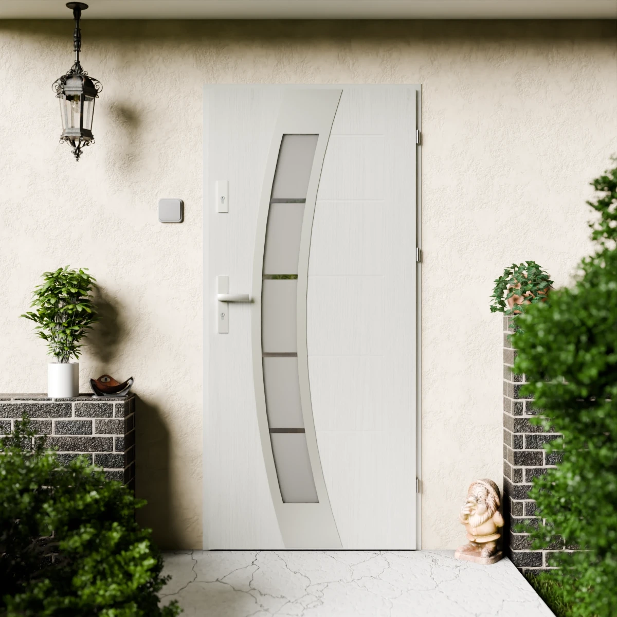 Drzwi zewnętrzne stalowe do domu Efekta Inox 72mm z klamką energooszczędne Ud=1.3 lustro weneckie szyba mleczna Program Czyste Powietrze