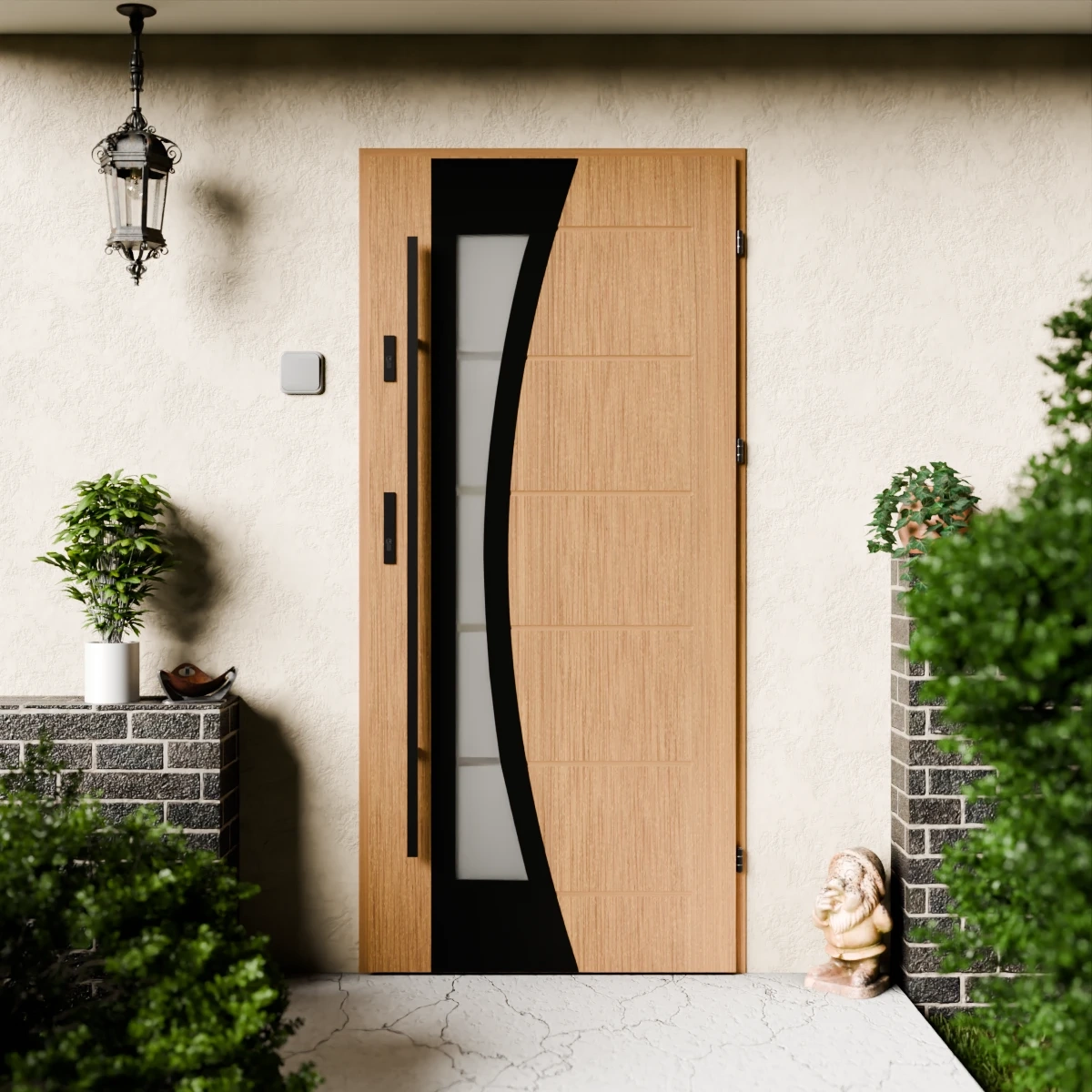 Drzwi zewnętrzne stalowe do domu Optima Black 72mm z antabą/pochwytem energooszczędne Ud=1.3 lustro weneckie szyba mleczna Program Czyste Powietrze