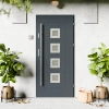 Quarto Inox CK drzwi zewnętrzne 72 mm z antabą/pochwytem energooszczędne U <= 1.3 przeszklone lustro weneckie szyba mleczna Program Czyste Powietrze