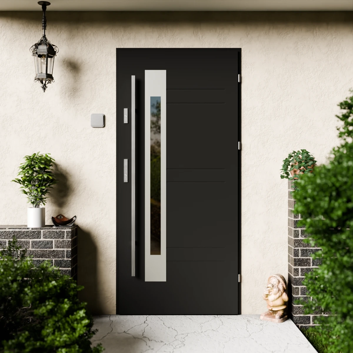 Drzwi zewnętrzne stalowe do domu Weno 72mm z antabą/pochwytem energooszczędne Ud=1.3 lustro weneckie szyba mleczna Program Czyste Powietrze