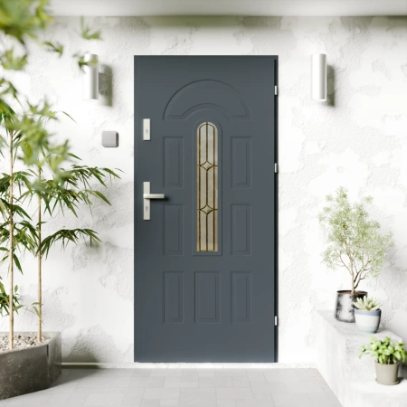 Classico Inox CK drzwi zewnętrzne 72 mm z klamką energooszczędne Ud-1.3 przeszklone Program Czyste Powietrze