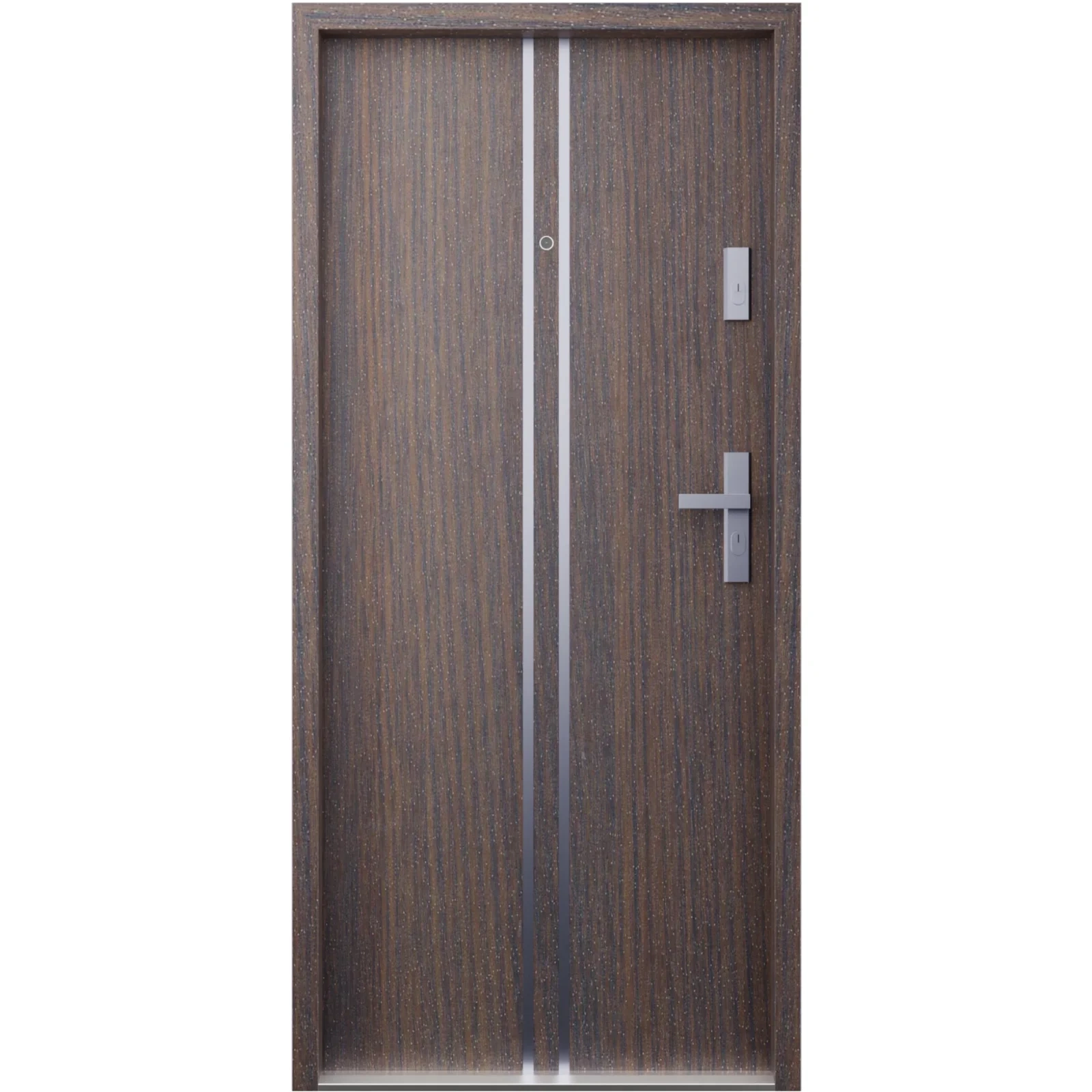 Ekonomiczne drzwi wewnątrzklatkowe wejściowe do mieszkania z klatki schodowej 55 mm stalowe dąb bagienny A7