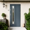 Drzwi zewnętrzne stalowe do domu Weno 72mm z antabą/pochwytem energooszczędne Ud=1.3 lustro weneckie szyba mleczna Program Czyste Powietrze