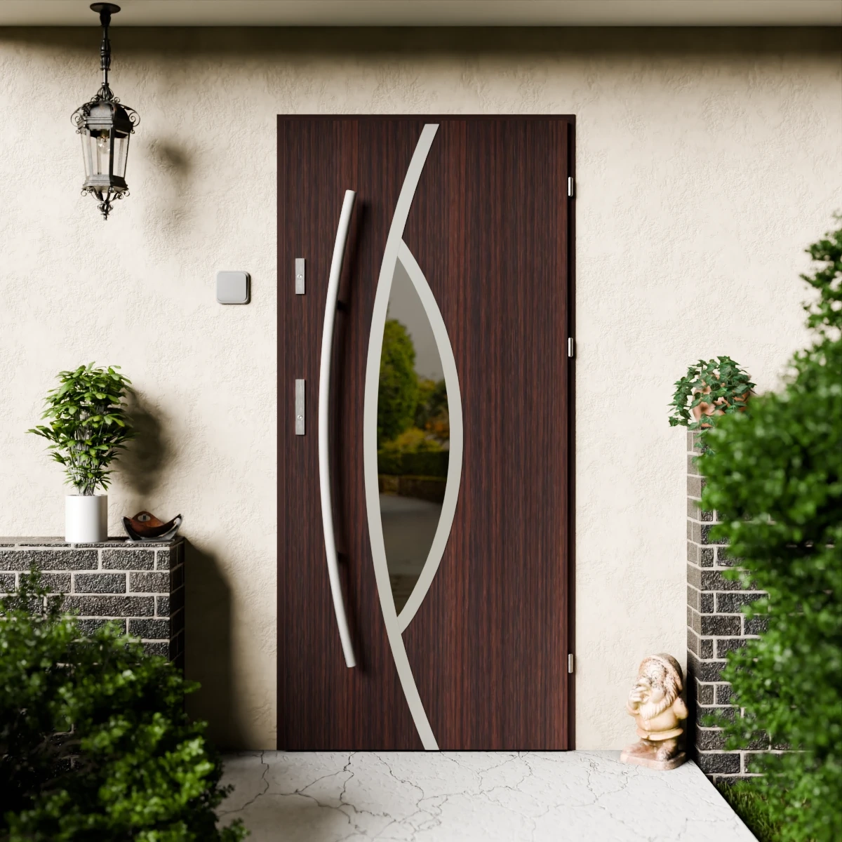 Maestro Inox CK drzwi zewnętrzne 72 mm z antabą/pochwytem energooszczędne Ud-1.3 przeszklone lustro weneckie szyba mleczna Program Czyste Powietrze