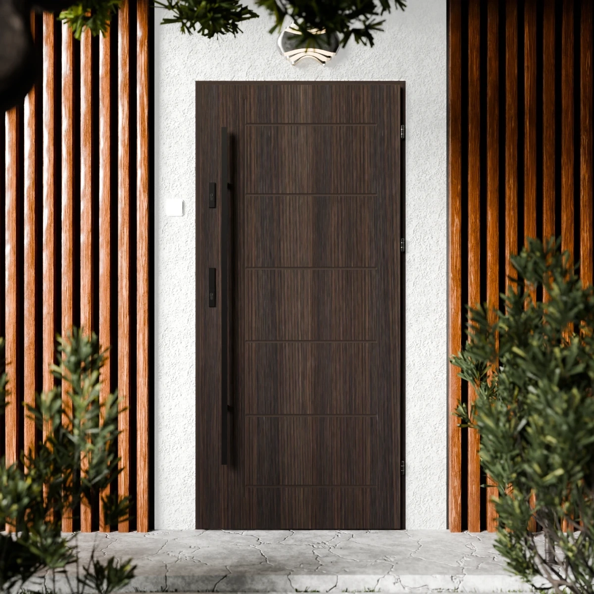 Drzwi zewnętrzne stalowe do domu Basic Black 72mm z antabą/pochwytem energooszczędne Ud=1.3 bez szyby pełne Program Czyste Powietrze