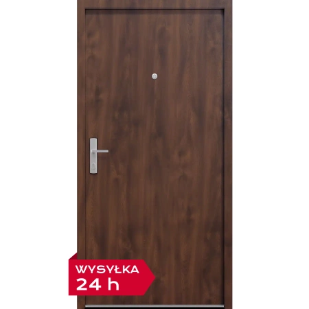 Drzwi klatkowe wejściowe do mieszkania w bloku z ościeżnicą akustyczne wyciszające 44 dB antywłamaniowe RC3 dymoszczelne 68mm stalowe orzech M00