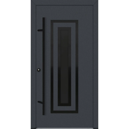 Drzwi zewnętrzne wejściowe do domu stalowo aluminiowe 82 mm DS82 U <= 0,89 antaba czarna szyba ciemna lustro weneckie Program Czyste Powietrze C31
