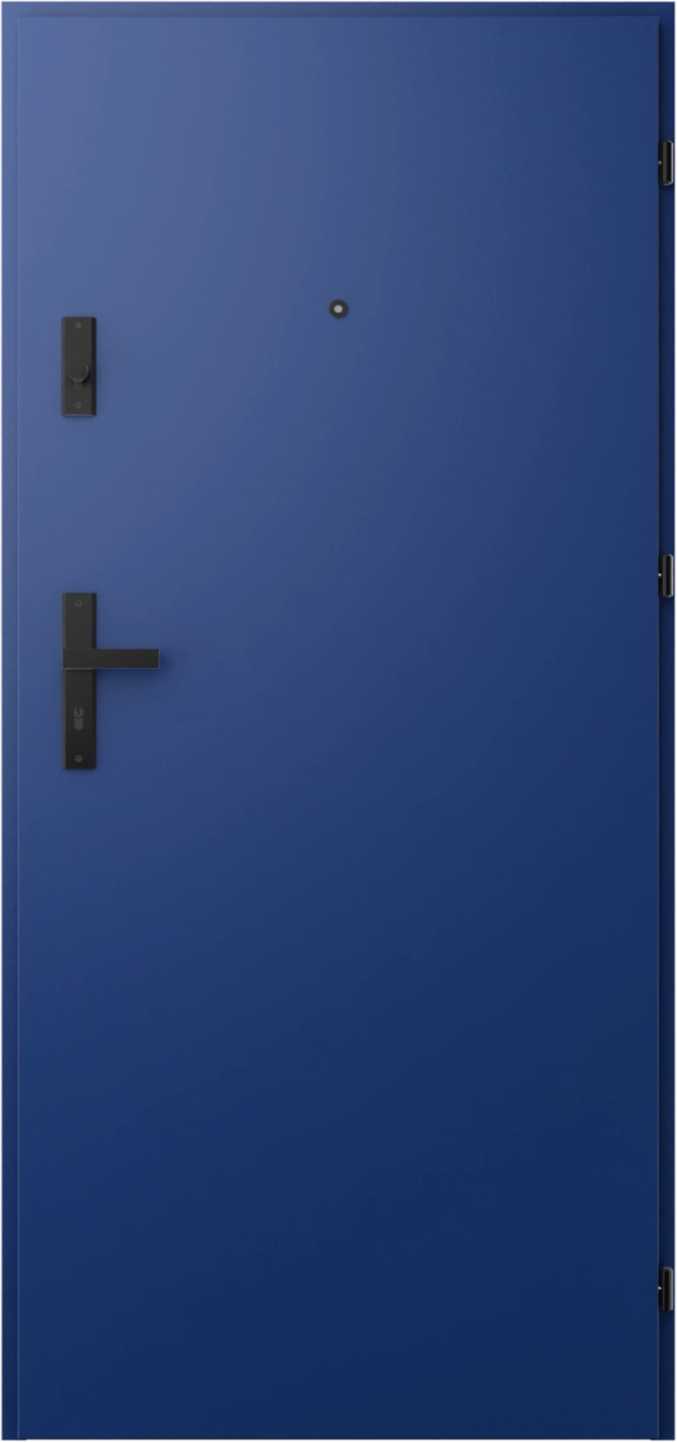 Ekonomiczne drzwi wewnątrzklatkowe wejściowe do mieszkania z klatki schodowej 55 mm stalowe niebieskie A7