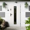 Drzwi zewnętrzne stalowe do domu Presto Black 72mm z klamką czarną energooszczędne Ud-1.3 lustro weneckie szyba mleczna Program Czyste Powietrze