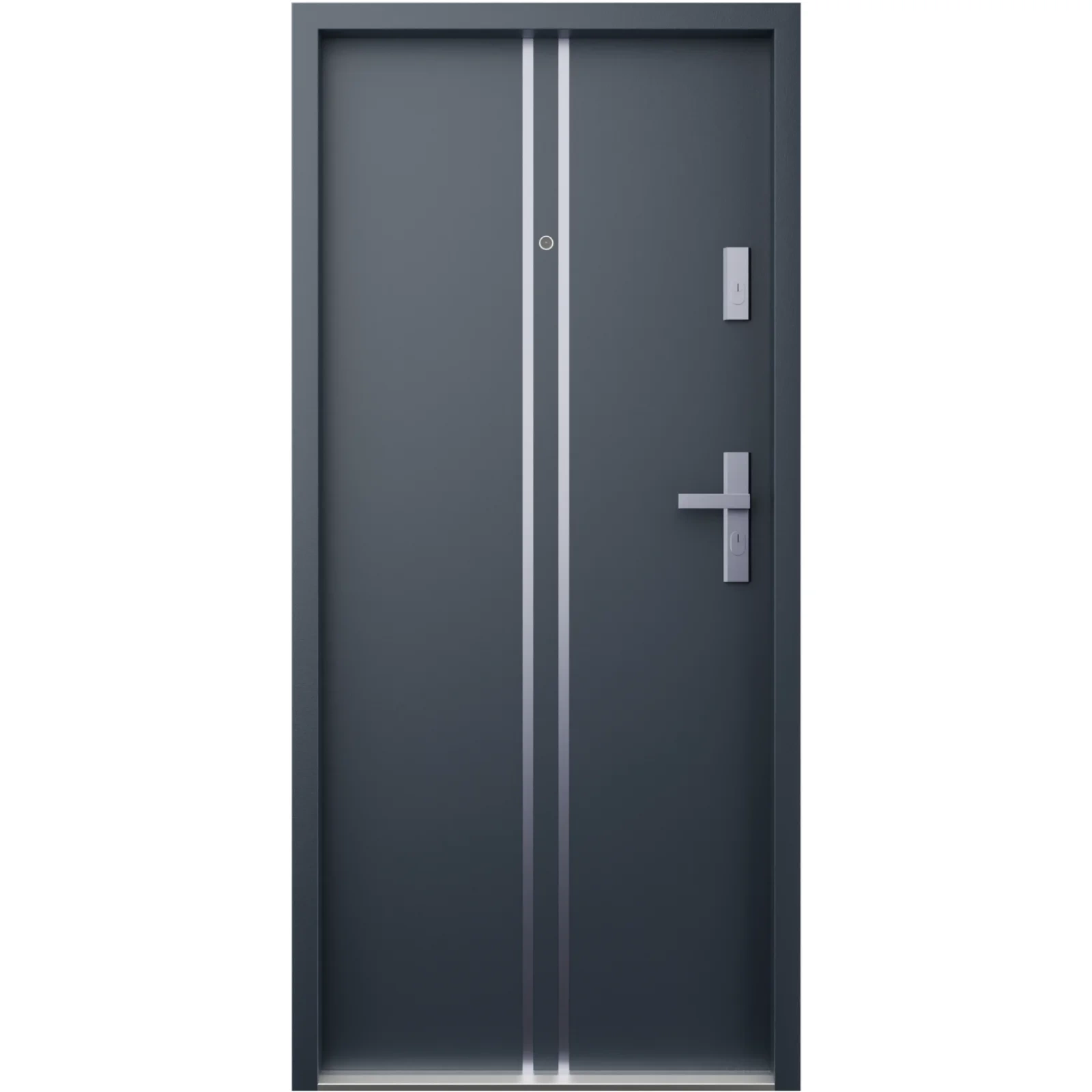 Ekonomiczne drzwi wewnątrzklatkowe wejściowe do mieszkania z klatki schodowej 55 mm stalowe antracyt db703 A7