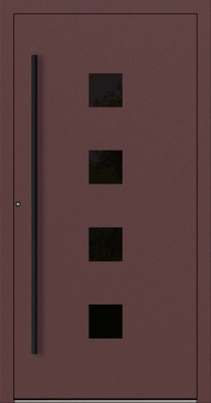 Drzwi zewnętrzne wejściowe domu aluminiowe na wymiar 90mm RC2 pochwyt/antaba Premium KOBBE energooszczędne RAL na zamówienie czerwono brązowe M23