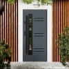 Drzwi zewnętrzne stalowe do domu Pina Black 72mm z antabą/pochwytem energooszczędne Ud=1.3 lustro weneckie szyba mleczna Program Czyste Powietrze