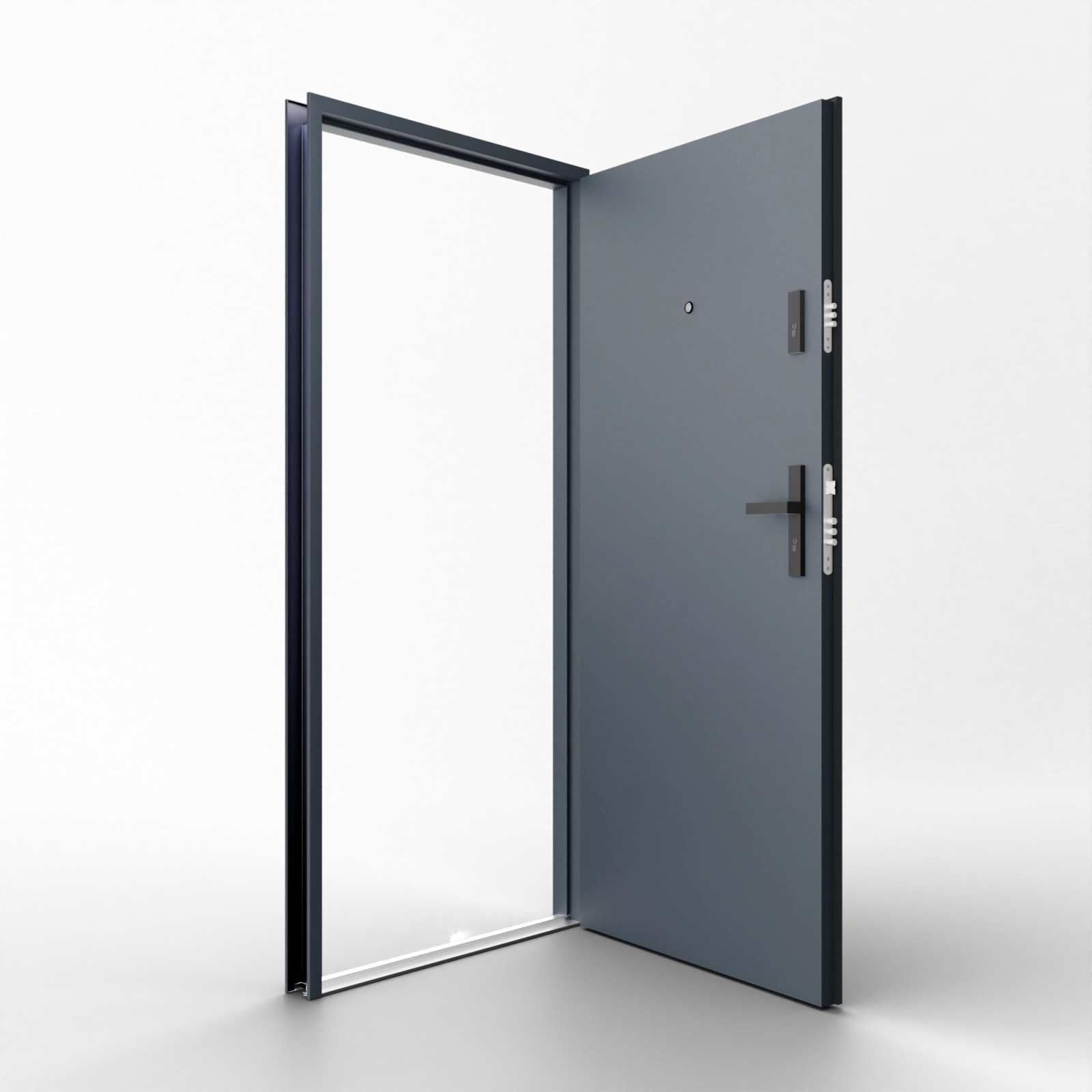 Ekonomiczne drzwi wewnątrzklatkowe wejściowe do mieszkania z klatki schodowej 55 mm stalowe antracyt drewnopodobny T34