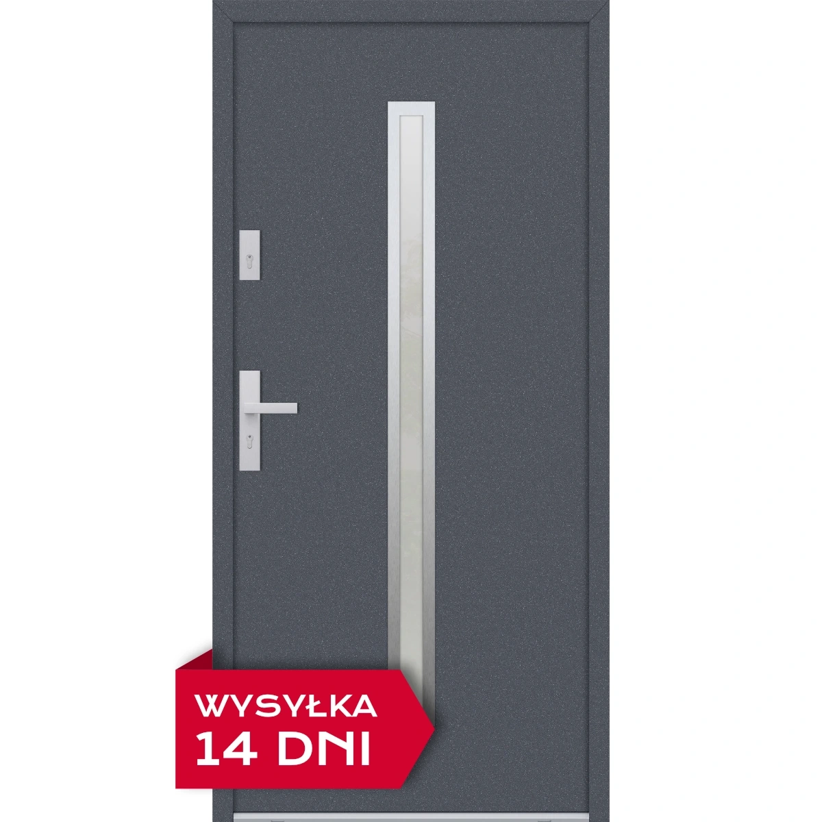 Drzwi zewnętrzne do domu stalowo aluminiowe 68 mm z szybą i klamką inox ATU68 wiele kolorów Program Czyste Powietrze M501