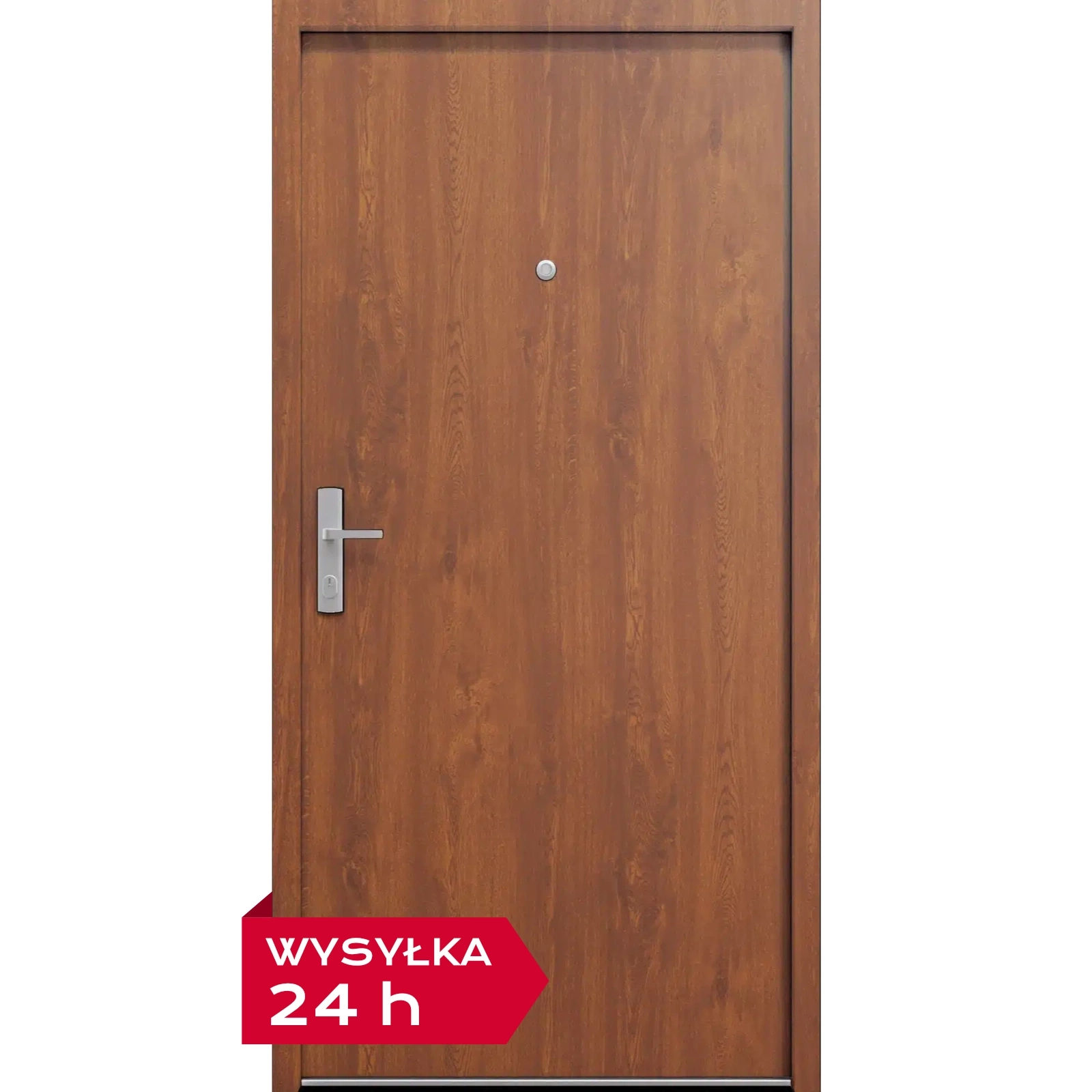 Drzwi wewnątrzklatkowe akustyczne 44 dB z Certyfikatem wyciszające stalowe antywłamaniowe RC3 68 mm dymoszczelne złoty dąb M00