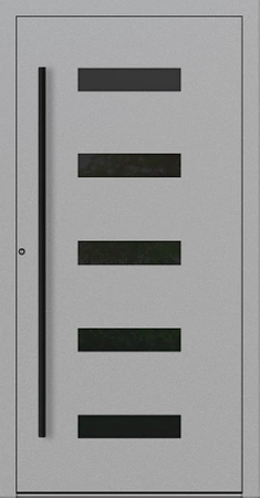 Drzwi zewnętrzne wejściowe domu aluminiowe na wymiar 90mm RC2 pochwyt/antaba Premium KOBBE energooszczędne RAL na zamówienie szare M31