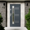 Drzwi zewnętrzne stalowe do domu Pina Inox 72mm z klamką energooszczędne Ud=1.3 przeszklone lustro weneckie szyba mleczna Program Czyste Powietrze