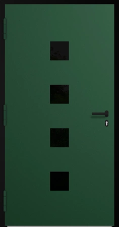 Drzwi zewnętrzne wejściowe domu aluminiowe na wymiar 90mm RC2 czarna ościeżnica Premium KOBBE Ud od 0.8 RAL na zamówienie zielone M23