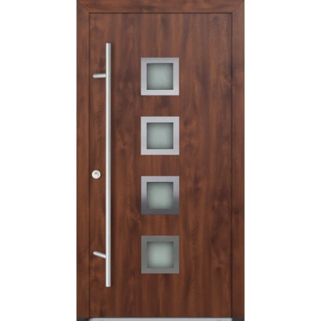 Drzwi zewnętrzne wejściowe do domu stalowo aluminiowe 82 mm DS82 U <= 0,89 antaba inox szyba mleczna lustro weneckie Program Czyste Powietrze M13