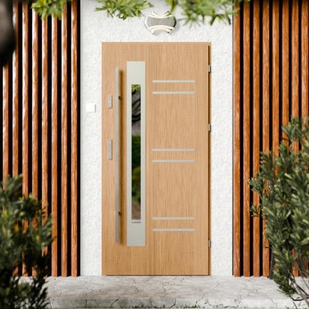 Drzwi zewnętrzne stalowe do domu Pina Inox 72mm z antabą/pochwytem energooszczędne Ud=1.3 lustro weneckie szyba mleczna Program Czyste Powietrze