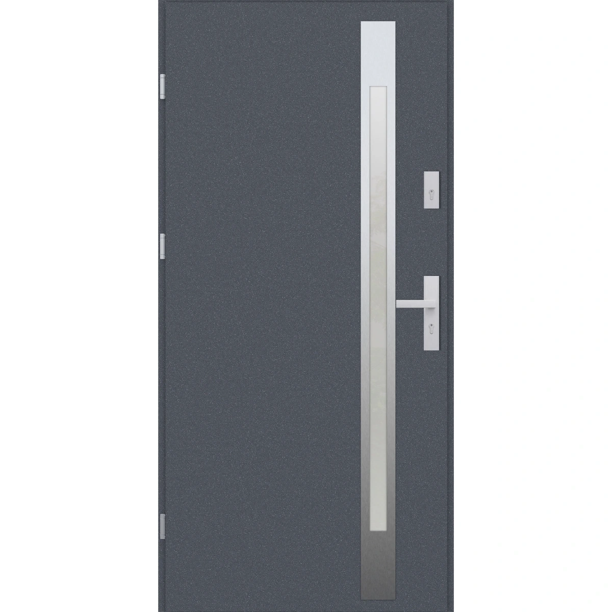 Drzwi zewnętrzne do domu stalowo aluminiowe 68 mm z szybą i klamką inox ATU68 antracyt db703 Program Czyste Powietrze M514
