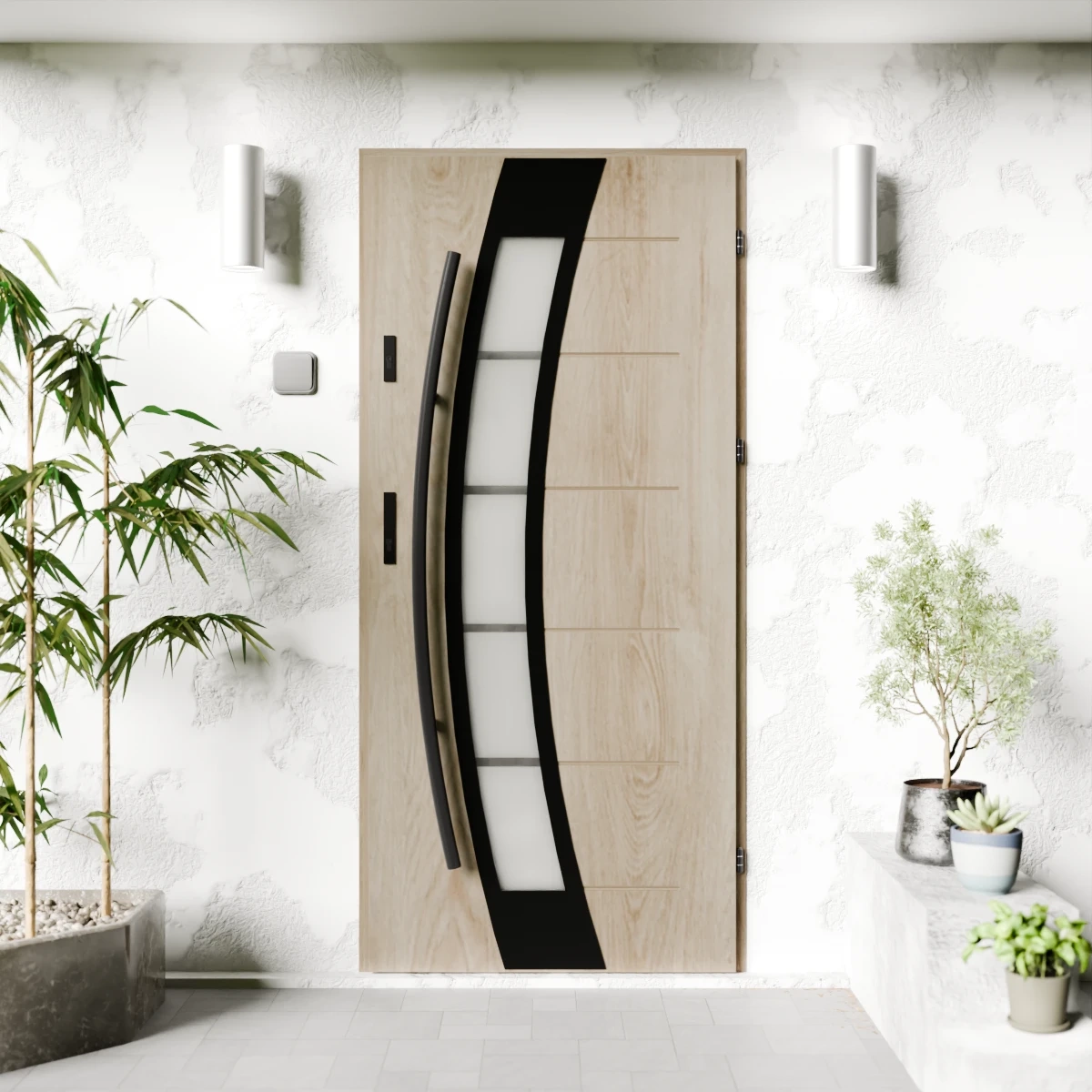 Drzwi zewnętrzne stalowe do domu Efekta Black 72mm z antabą/pochwytem energooszczędne Ud=1.3 lustro weneckie szyba mleczna Program Czyste Powietrze