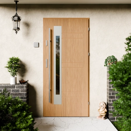 Weno Inox CK drzwi zewnętrzne 72 mm z antabą/pochwytem energooszczędne Ud-1.3 przeszklone lustro weneckie szyba mleczna Program Czyste Powietrze