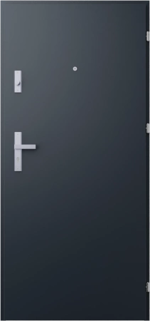 Drzwi wewnątrzklatkowe antywłamaniowe RC3 z Certyfikatem akustyczne wyciszające 47 dB 55 mm stalowe gładkie z klamką inox srebrną antracyt db703 G00