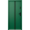 Drzwi wewnątrzklatkowe antywłamaniowe RC3 z Certyfikatem akustyczne wyciszające 47 dB 55 mm stalowe z klamką czarną i aplikacjami zielone A7