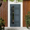 Drzwi zewnętrzne stalowe do domu Pina Black 72mm z antabą/pochwytem energooszczędne Ud=1.3 lustro weneckie szyba mleczna Program Czyste Powietrze