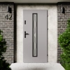 Drzwi zewnętrzne stalowe do domu Witro Black 72mm z klamką czarną energooszczędne Ud=1.3 szyba z nadrukiem ceramicznym Program Czyste Powietrze