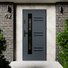 Drzwi zewnętrzne stalowe do domu Pina Black 72mm z klamką czarną energooszczędne Ud=1.3 lustro weneckie szyba mleczna Program Czyste Powietrze