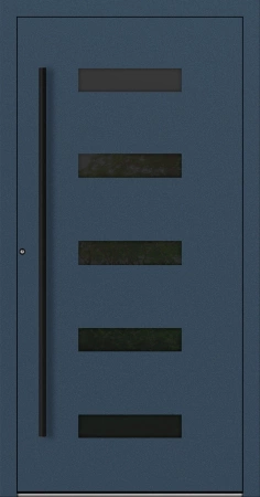 Drzwi zewnętrzne wejściowe domu aluminiowe na wymiar 90mm RC2 pochwyt/antaba Premium KOBBE energooszczędne RAL na zamówienie ciemny niebieski M31
