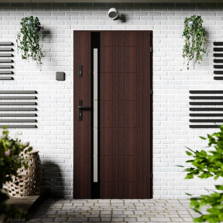 Toreno Black CK drzwi zewnętrzne 72 mm z klamką czarną energooszczędne Ud-1.3 przeszklone lustro weneckie szyba mleczna Program Czyste Powietrze