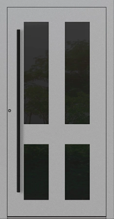Drzwi zewnętrzne wejściowe domu aluminiowe na wymiar 90mm RC2 pochwyt/antaba Premium KOBBE energooszczędne RAL na zamówienie szare M29