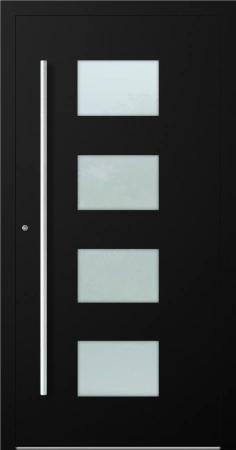 Drzwi zewnętrzne wejściowe domu aluminiowe na wymiar 90mm RC2 pochwyt/antaba Premium KOBBE energooszczędne RAL na zamówienie czarne M211