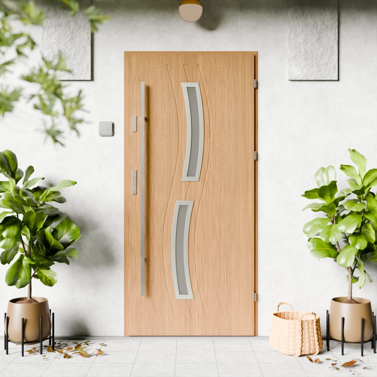 Drzwi zewnętrzne stalowe do domu Twista Inox 72 mm z antabą/pochwytem energooszczędne Ud=1.3 lustro weneckie szyba mleczna Program Czyste Powietrze