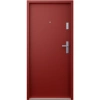 Drzwi klatkowe wejściowe do mieszkania w bloku antywłamaniowe RC3 wygłuszające 47 dB 55 mm stalowe gładkie z klamką inox srebrną czerwone G00