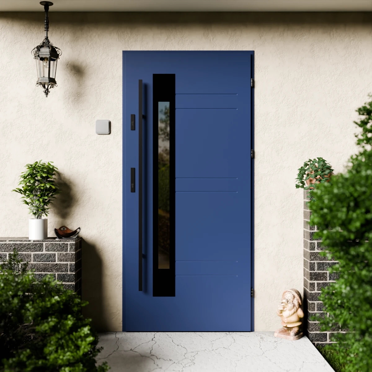 Drzwi zewnętrzne stalowe do domu Weno Black 72mm z antabą/pochwytem energooszczędne Ud=1.3 lustro weneckie szyba mleczna Program Czyste Powietrze