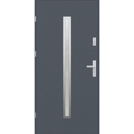 Drzwi zewnętrzne do domu stalowo aluminiowe 68 mm z szybą i klamką inox ATU68 wiele kolorów Program Czyste Powietrze M501