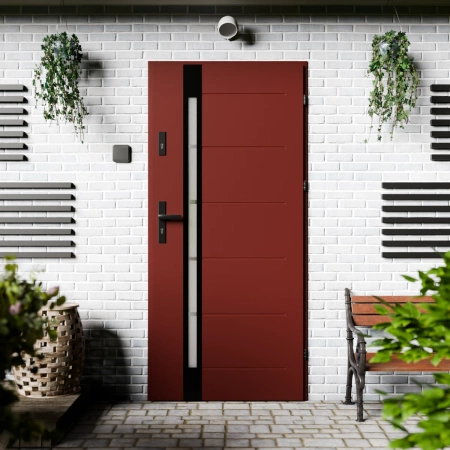 Toreno Black CK drzwi zewnętrzne 72 mm z klamką czarną energooszczędne Ud-1.3 przeszklone lustro weneckie szyba mleczna Program Czyste Powietrze