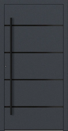 Drzwi wejściowe do domu w zabudowie szeregowej aluminiowe 90 mm RC2 na wymiar Premium Alu pochwyt i klamka czarna wiele kolorów model 22