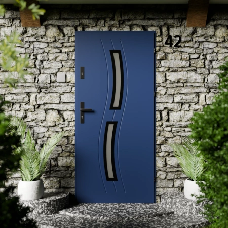 Twista Black CK drzwi zewnętrzne 72 mm z klamką czarną energooszczędne Ud-1.3 przeszklone lustro weneckie szyba mleczna Program Czyste Powietrze